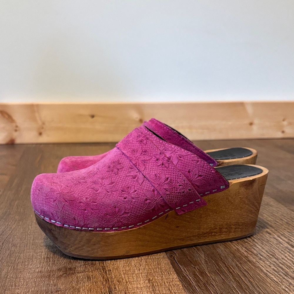Sanita Pink Floral Mules